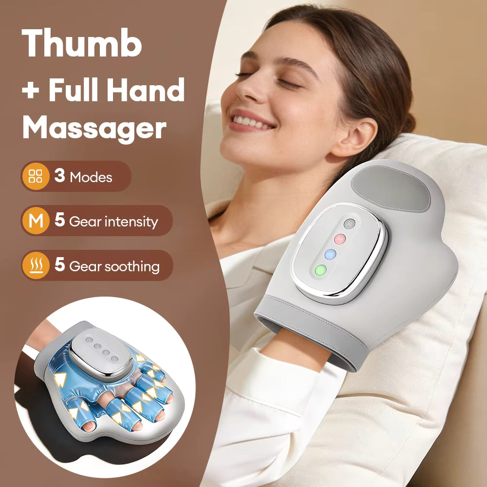 Electric Air Compression Hand Massager Glove – 3 Modes, 5 Intensities with Heat