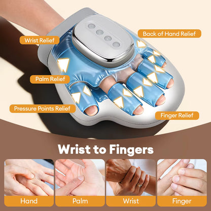Electric Air Compression Hand Massager Glove – 3 Modes, 5 Intensities with Heat