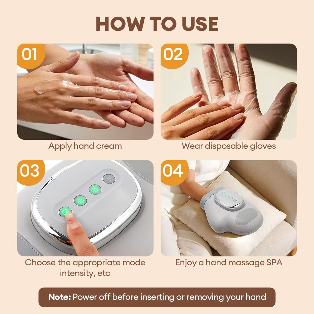 Electric Air Compression Hand Massager Glove – 3 Modes, 5 Intensities with Heat